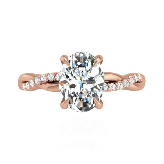 Preset Classic Twist Oval Lab Diamond Engagement Ring sold by Kirk Kara product image thumbnail 4