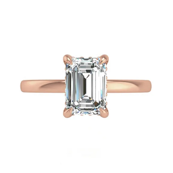 Preset Hidden Halo Solitaire Emerald Lab Diamond Engagement Ring sold by Kirk Kara