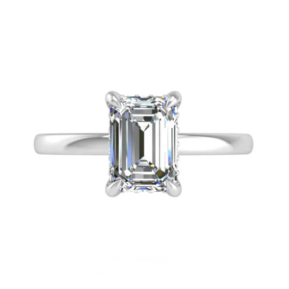 Preset Hidden Halo Solitaire Emerald Lab Diamond Engagement Ring sold by Kirk Kara product image thumbnail 4