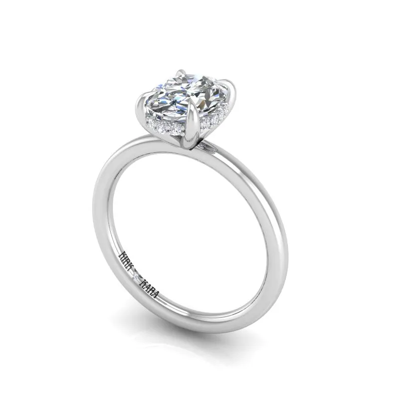 Preset Hidden Halo Solitaire Oval Lab Diamond Engagement Ring sold by Kirk Kara product image thumbnail 5