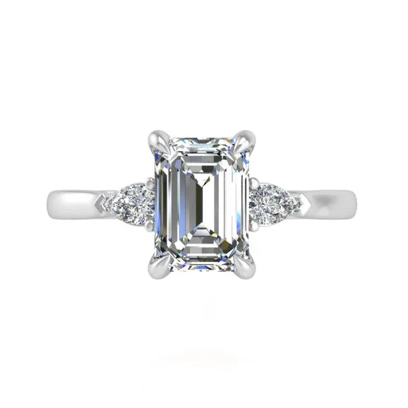 Preset Three Stone Emerald Lab Diamond Engagement Ring sold by Kirk Kara product image thumbnail 4