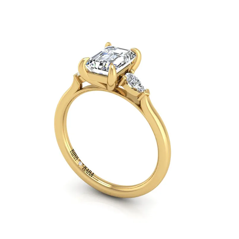 Preset Three Stone Emerald Lab Diamond Engagement Ring sold by Kirk Kara product image thumbnail 2