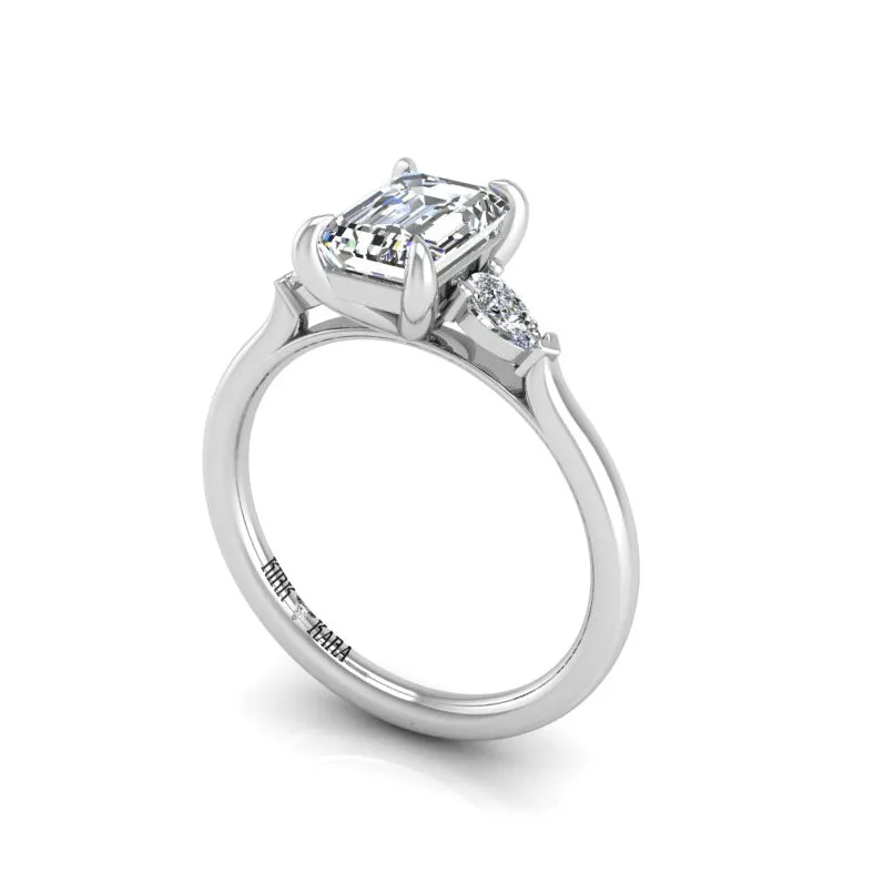 Preset Three Stone Emerald Lab Diamond Engagement Ring sold by Kirk Kara product image thumbnail 5