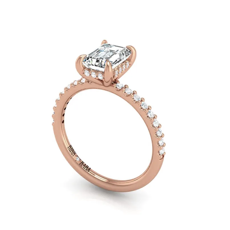 Preset Diamond Hidden Halo Solitaire Emerald Lab Diamond Engagement Ring sold by Kirk Kara product image thumbnail 5