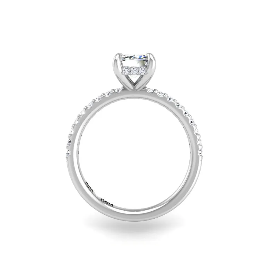 Preset Diamond Hidden Halo Solitaire Emerald Lab Diamond Engagement Ring sold by Kirk Kara product image thumbnail 3