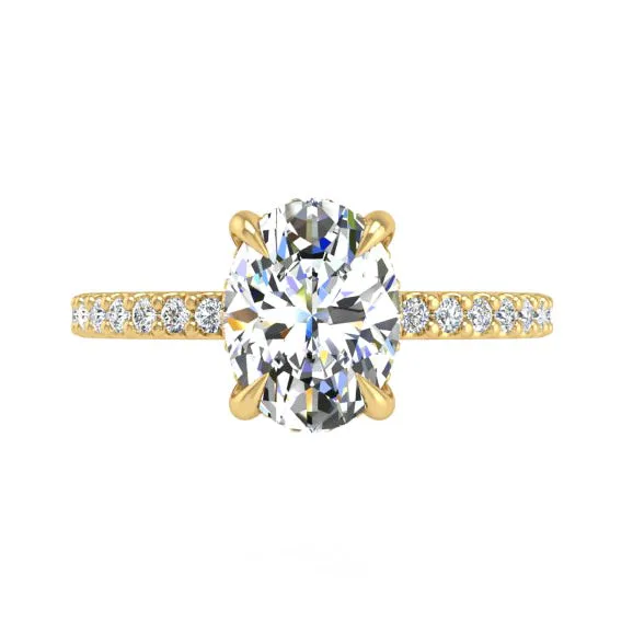 Preset Diamond Hidden Halo Solitaire Oval Lab Diamond Engagement Ring sold by Kirk Kara