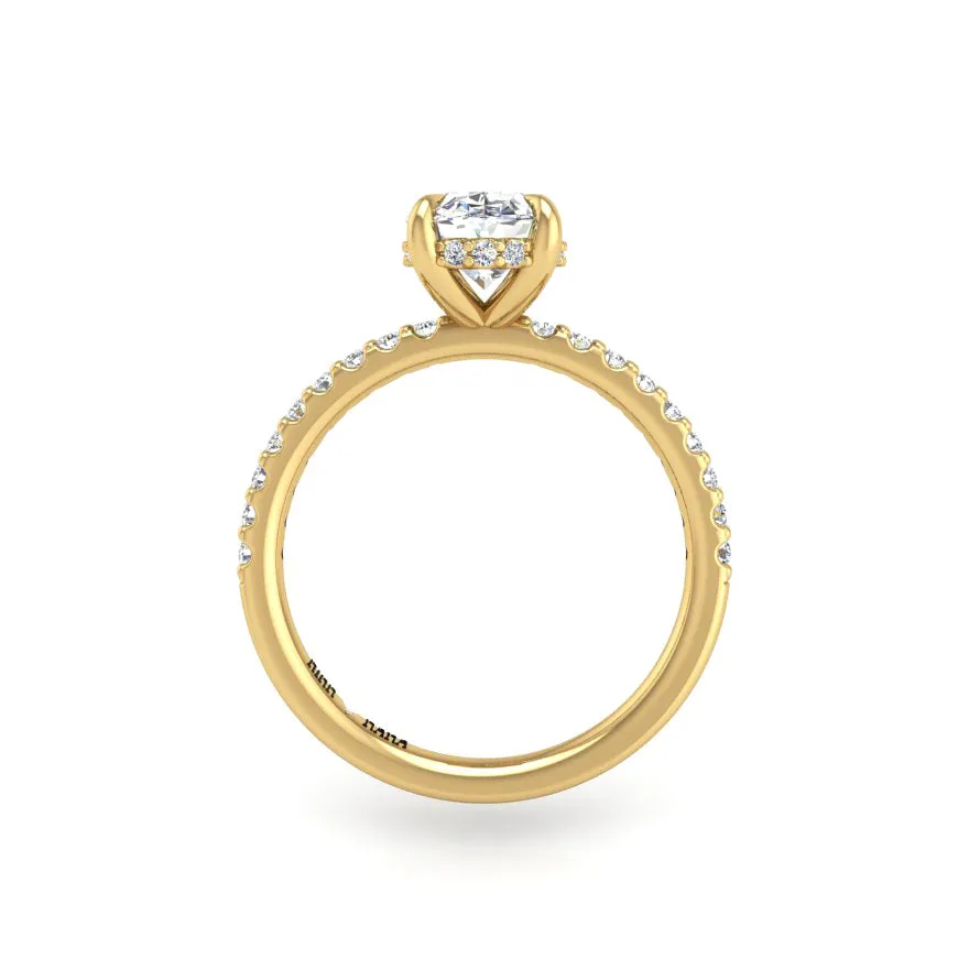 Preset Diamond Hidden Halo Solitaire Oval Lab Diamond Engagement Ring sold by Kirk Kara product image thumbnail 3