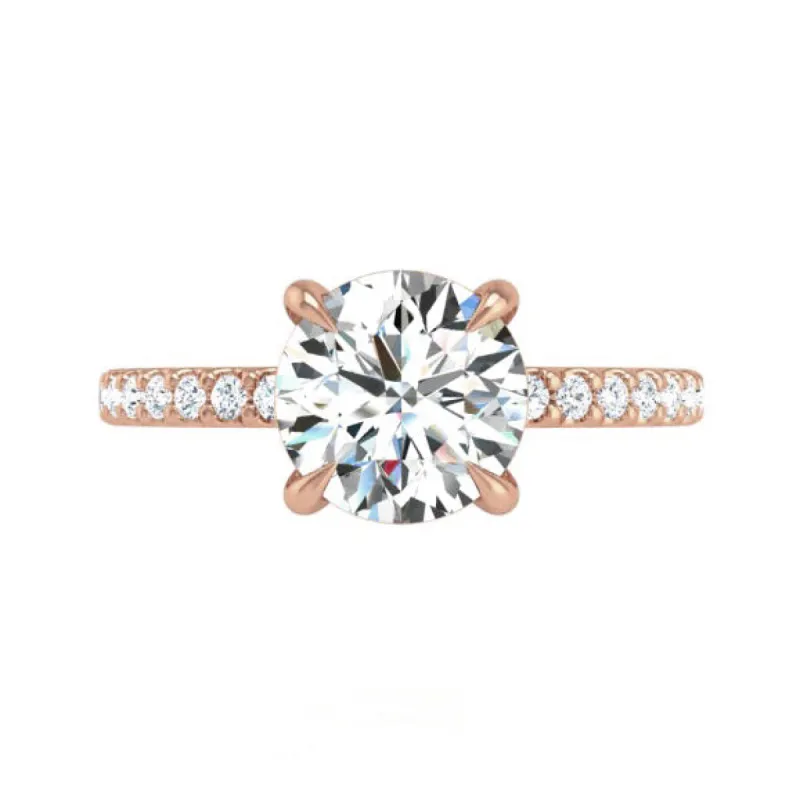 Preset Diamond Hidden Halo Solitaire Round Lab Diamond Engagement Ring sold by Kirk Kara