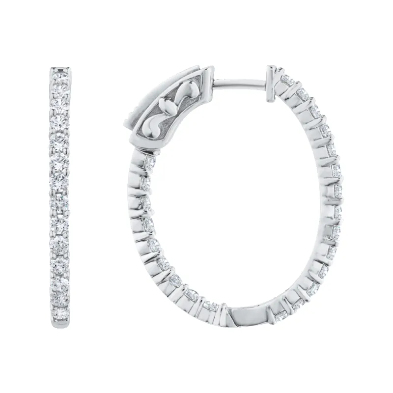 Classic Elongated Lab Grown Inside Out Diamond Hoops sold by Kirk Kara