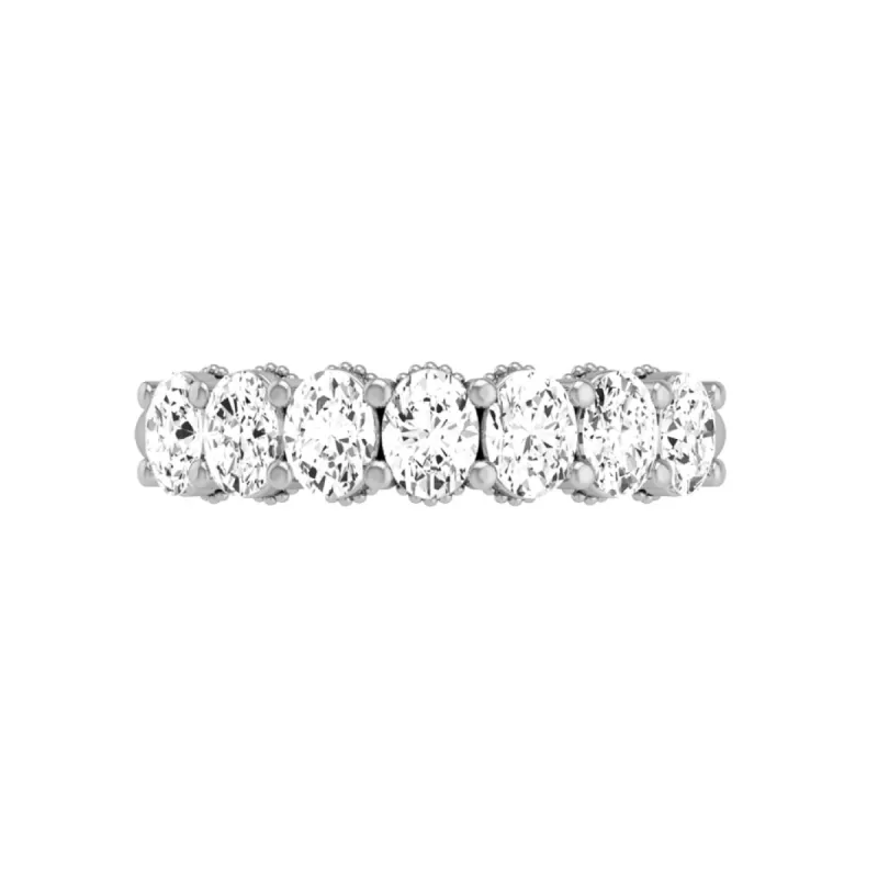 Prong Set Milgrain Oval Diamond Wedding Band sold by Kirk Kara