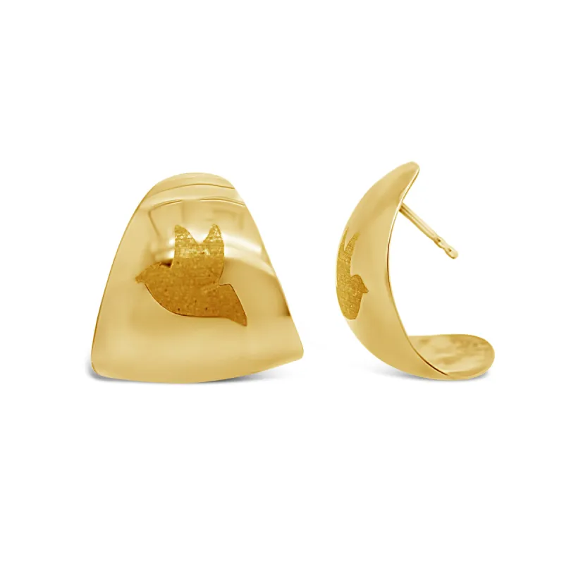 14K Yellow Gold Bird Imprint Earrings sold by Kirk Kara