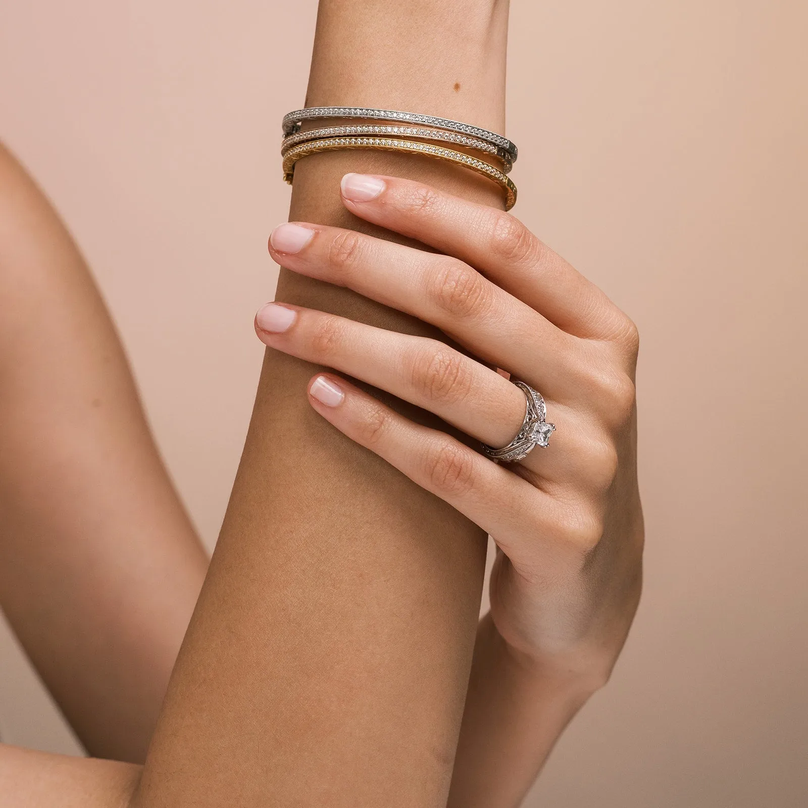 Scroll Engraved Classic Diamond Bangle Bracelet sold by Kirk Kara product image thumbnail 2