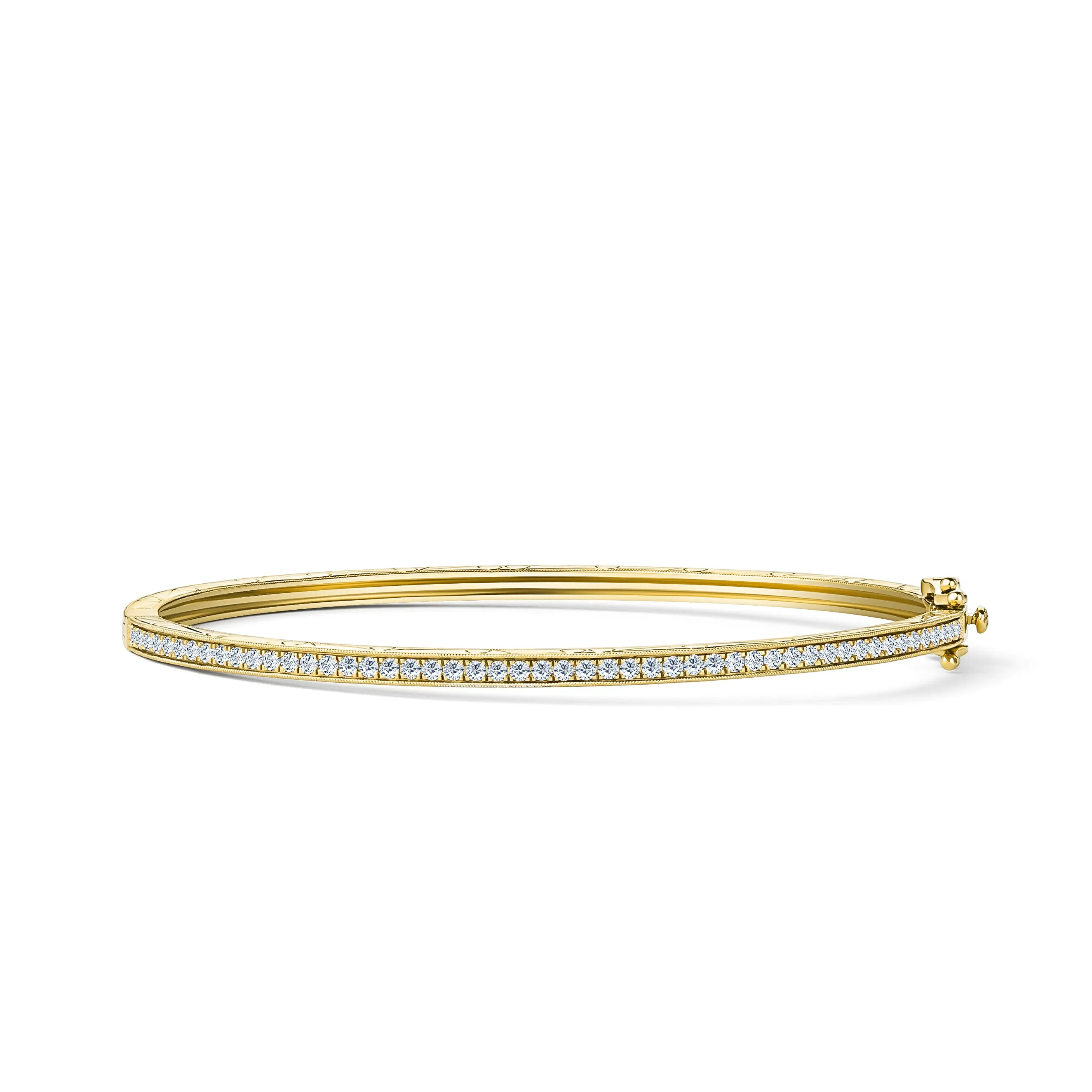 Scroll Engraved Classic Diamond Bangle Bracelet sold by Kirk Kara product image thumbnail 5