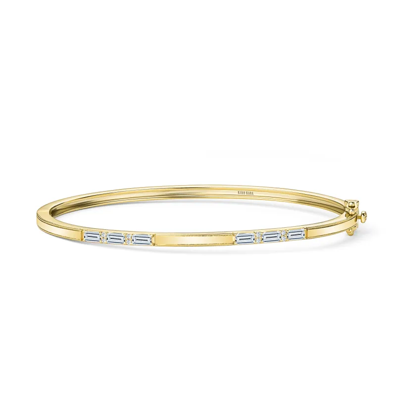 Baguette Diamond Milgrain Bangle Bracelet sold by Kirk Kara