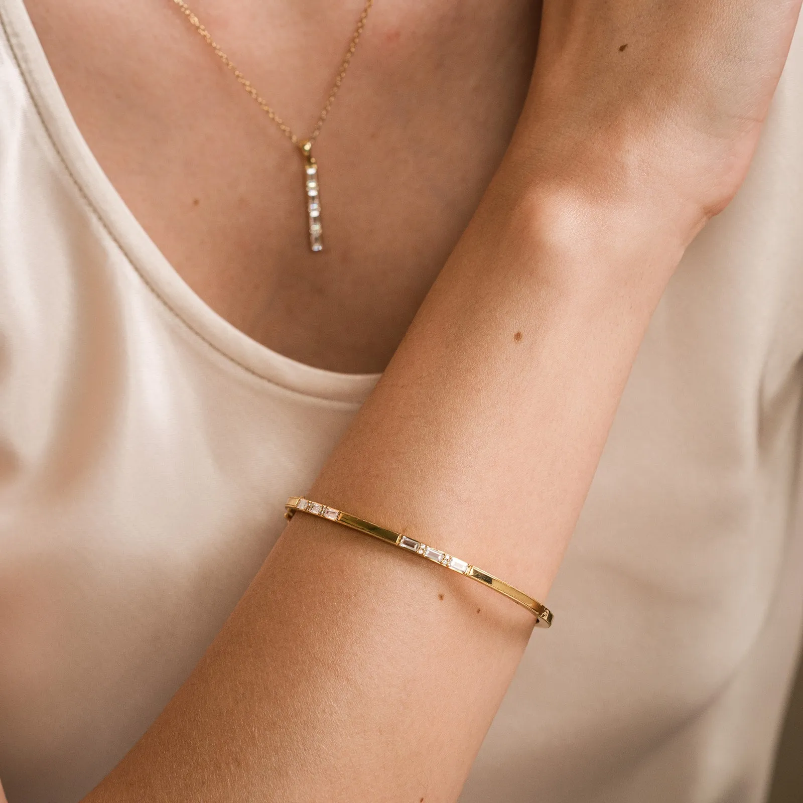 Baguette Diamond Milgrain Bangle Bracelet sold by Kirk Kara product image thumbnail 4