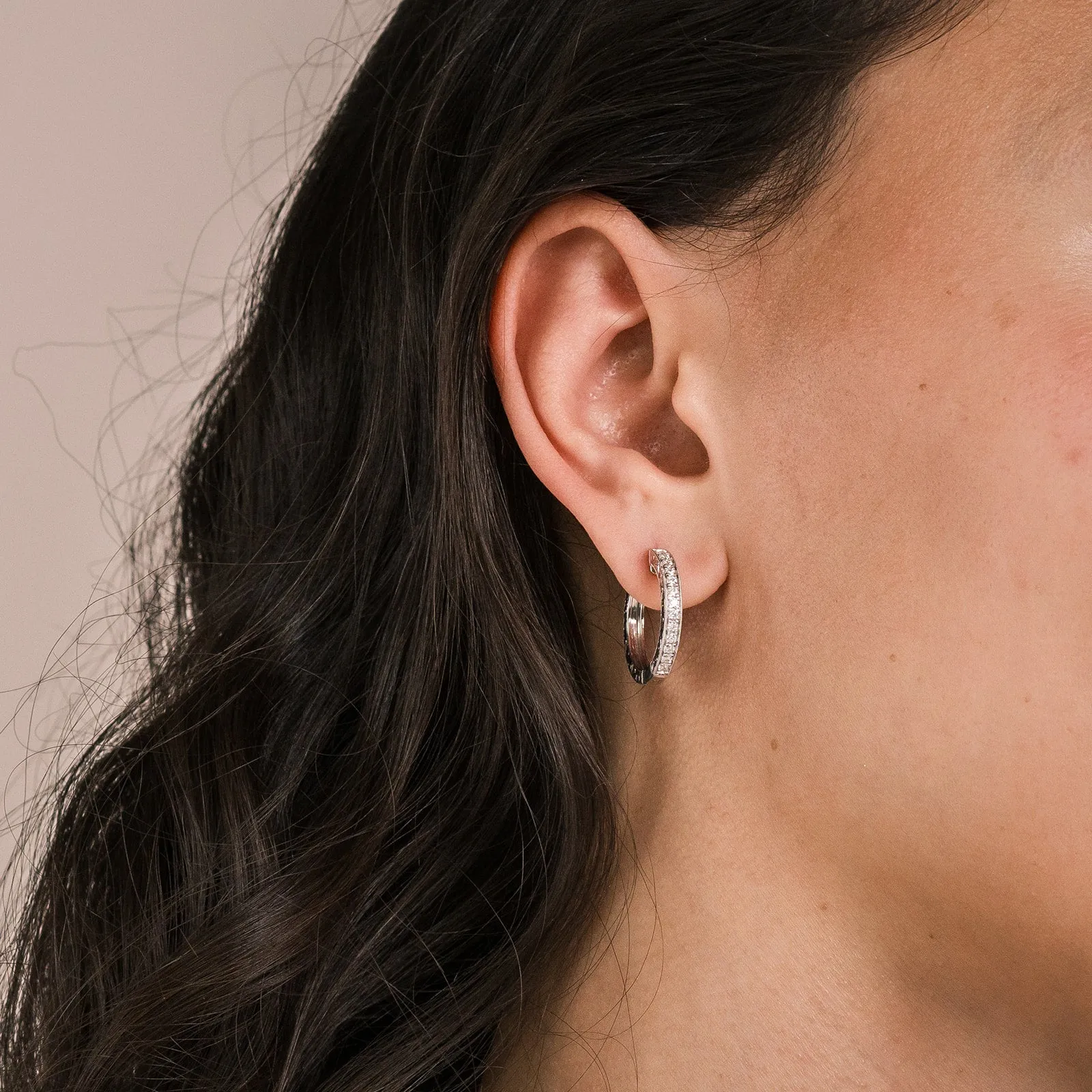 Scroll Engraved Classic Diamond Hoop Earrings sold by Kirk Kara product image thumbnail 2