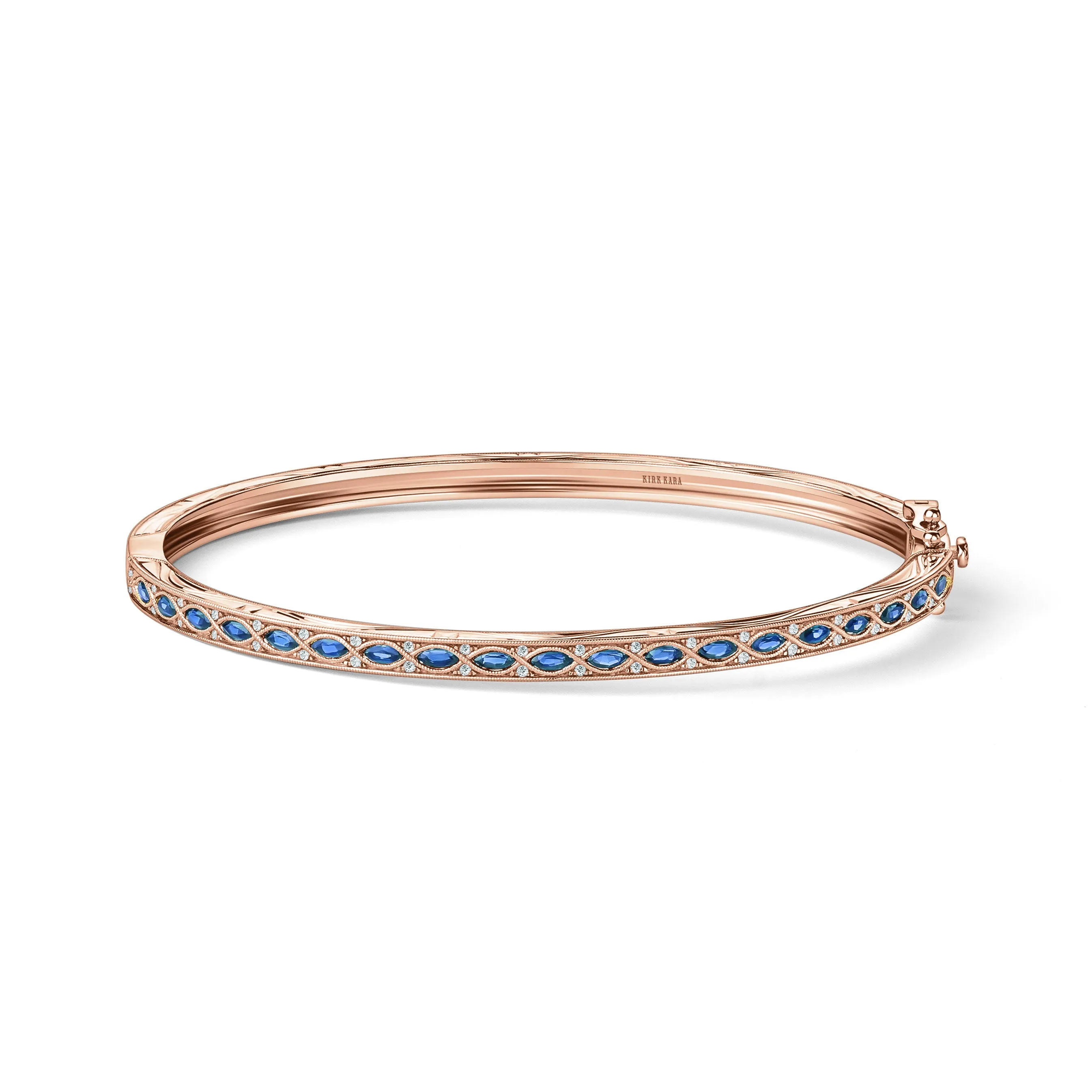 Engraved Sapphire Floral Diamond Bangle Bracelet sold by Kirk Kara product image thumbnail 3
