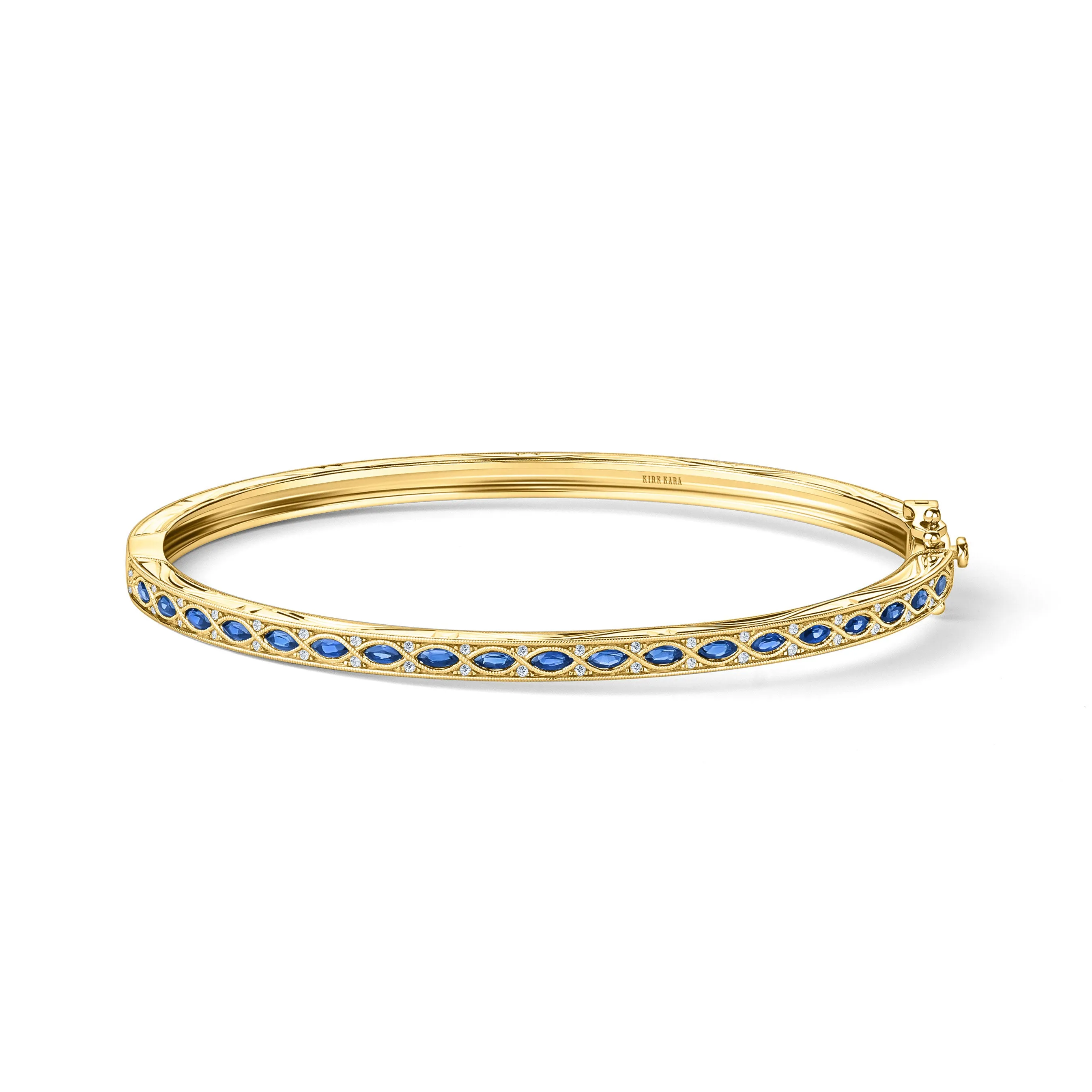 Engraved Sapphire Floral Diamond Bangle Bracelet sold by Kirk Kara product image thumbnail 5