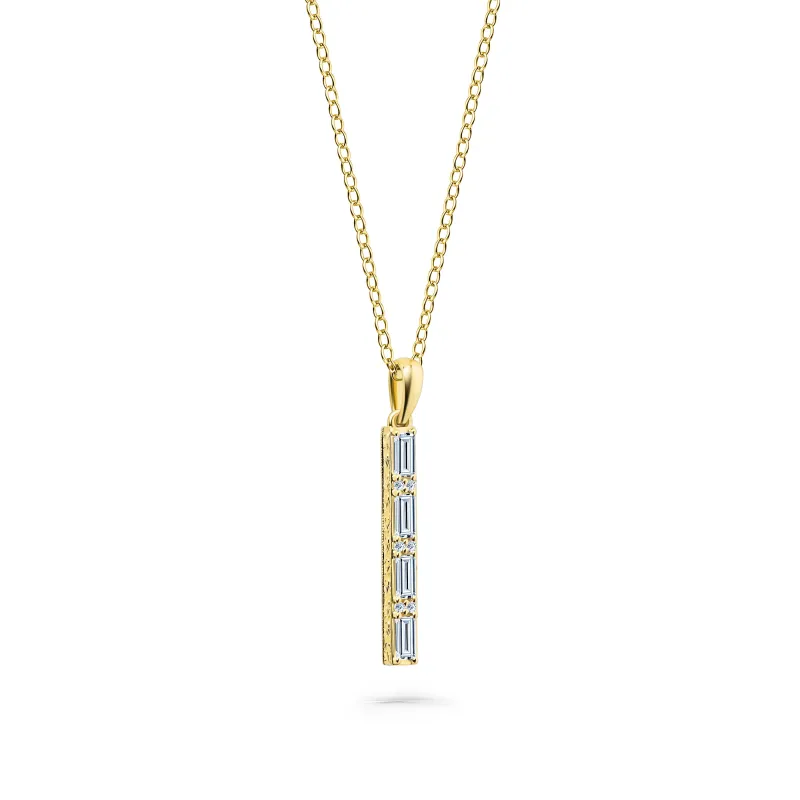 Baguette Diamond Milgrain Engraved Necklace sold by Kirk Kara