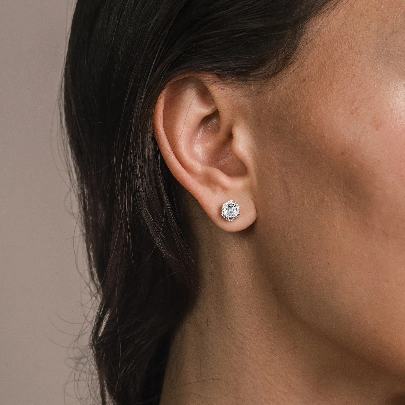 Floral Milgrain Lab Grown Diamond Stud Earrings sold by Kirk Kara product image thumbnail 4