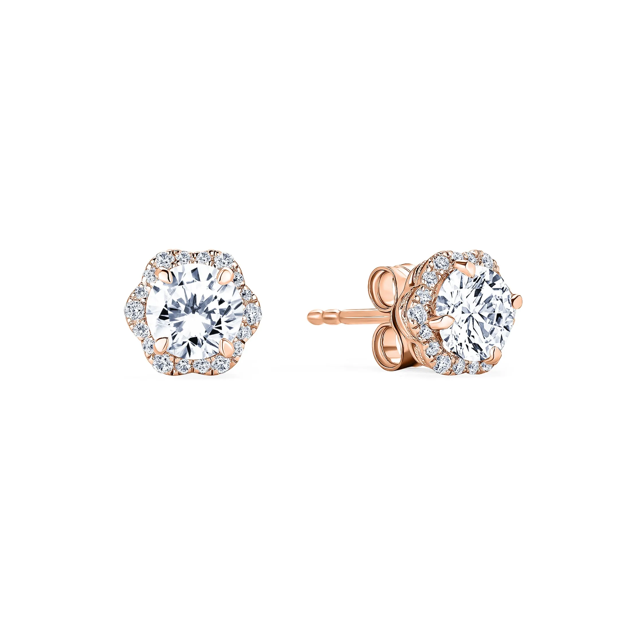 Floral Milgrain Lab Grown Diamond Stud Earrings sold by Kirk Kara product image thumbnail 5