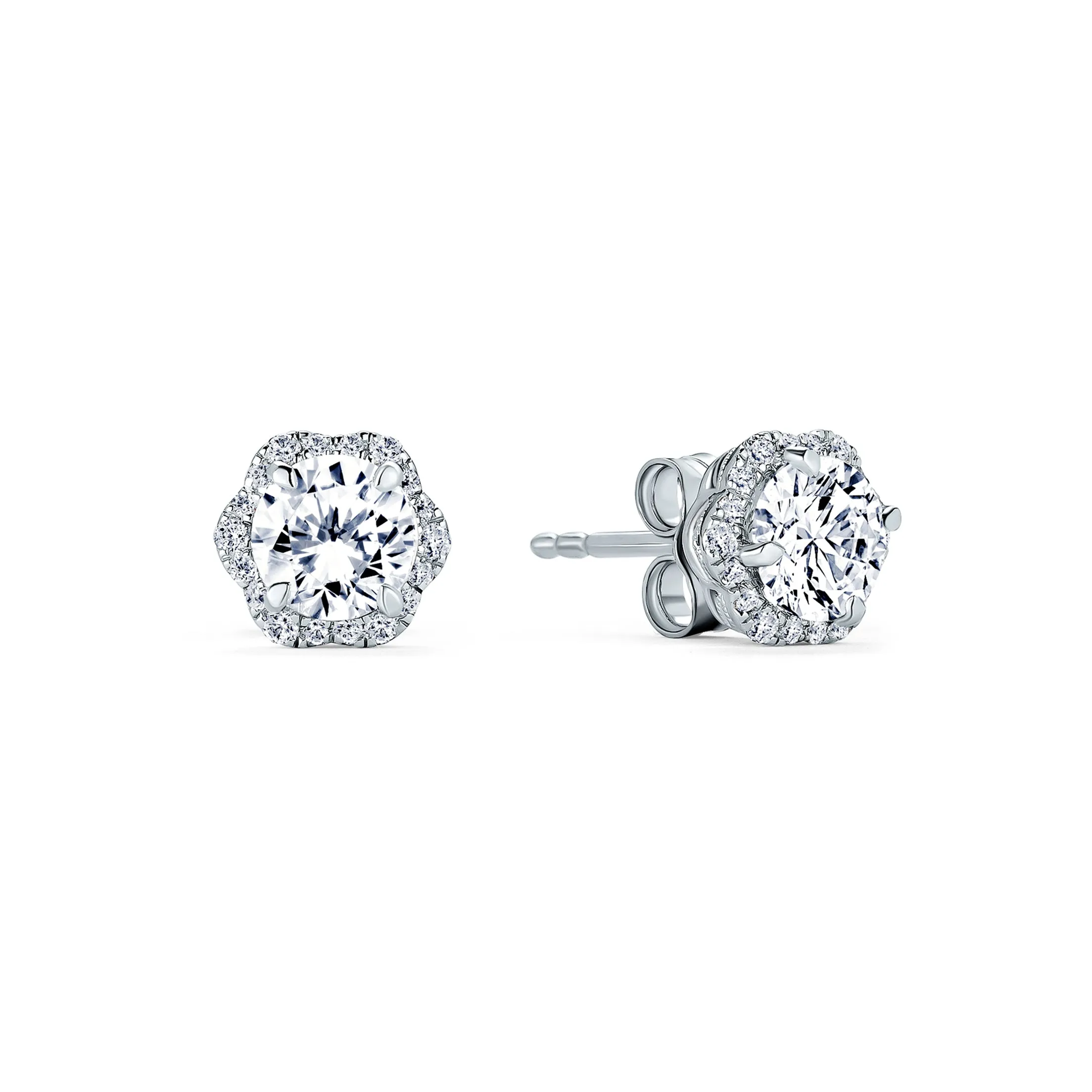Floral Milgrain Lab Grown Diamond Stud Earrings sold by Kirk Kara product image thumbnail 3