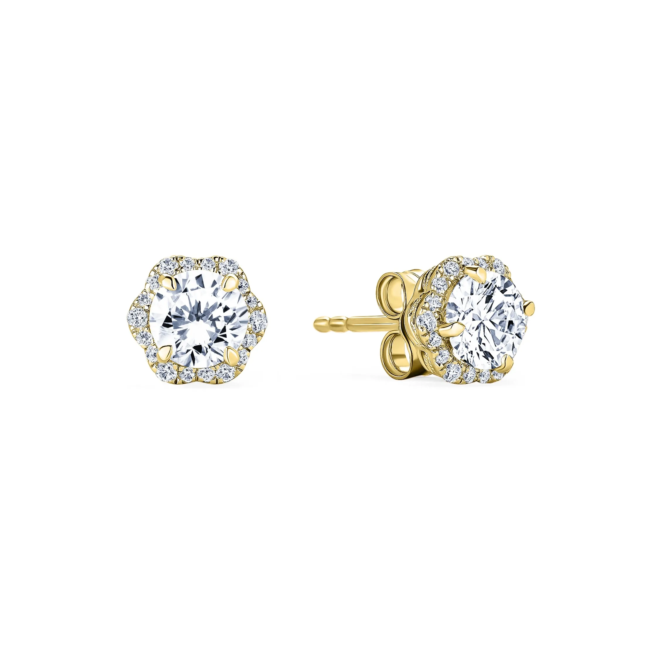 Floral Milgrain Lab Grown Diamond Stud Earrings sold by Kirk Kara