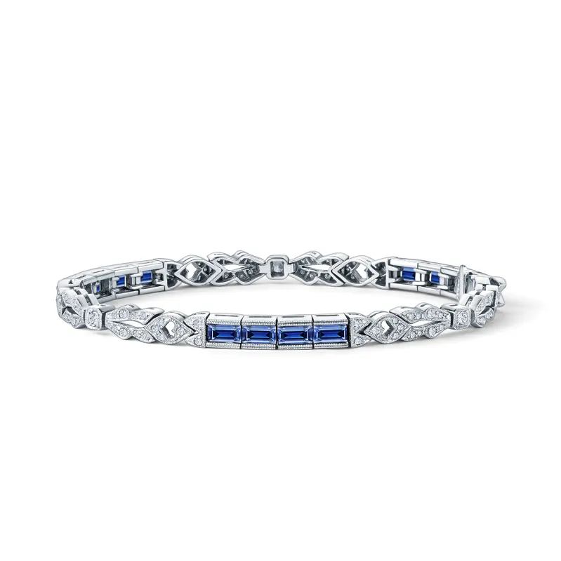Elegant Sapphire Diamond Milgrain Bracelet sold by Kirk Kara
