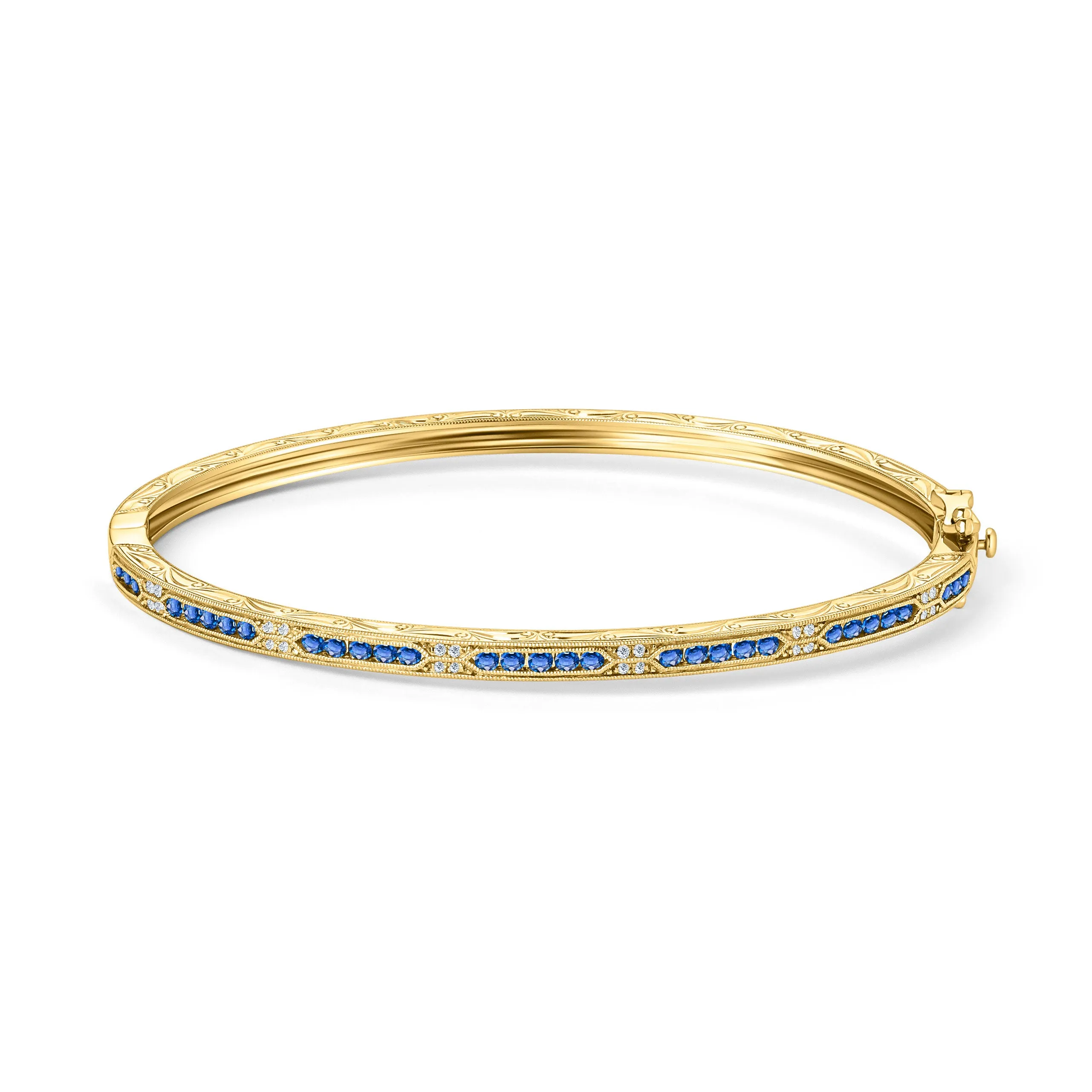 Channel Set Artful Blue Sapphire Diamond Bangle Bracelet sold by Kirk Kara product image thumbnail 5
