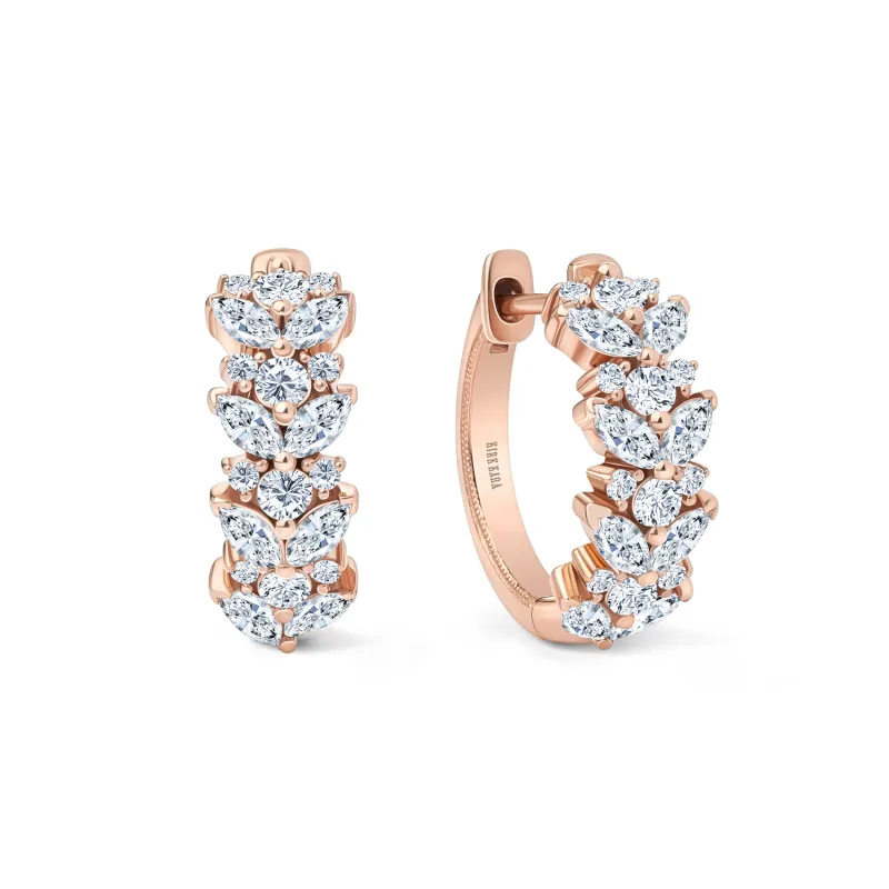 Floral Inspired Diamond Hoop Earrings sold by Kirk Kara