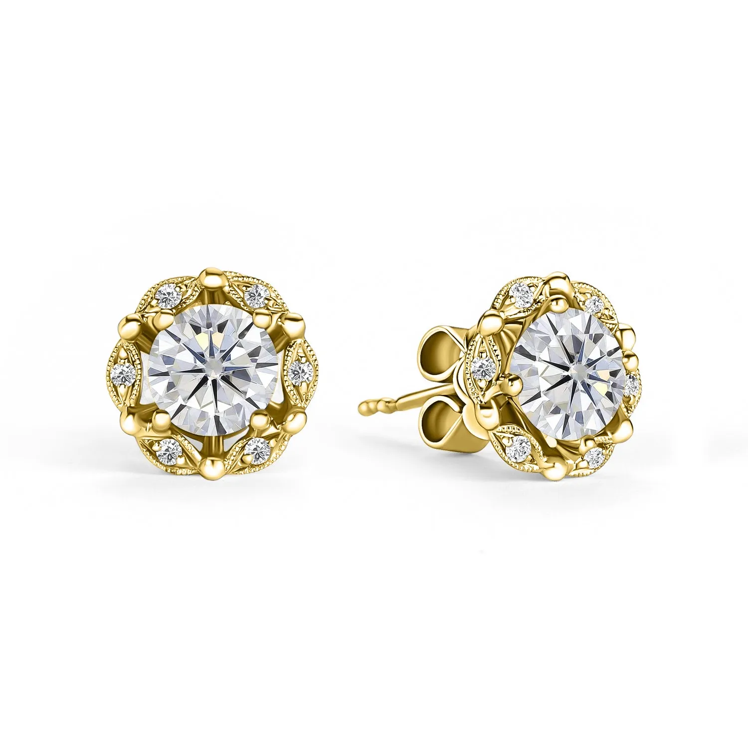 Delicate Floral Lab Grown Diamond Stud Earrings sold by Kirk Kara product image thumbnail 5