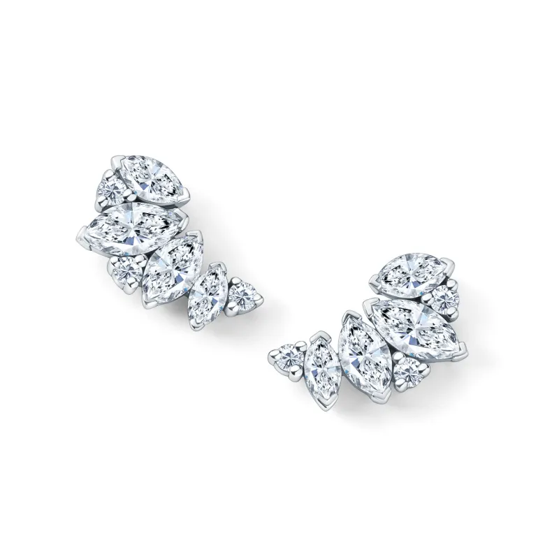 Fancy Marquise Cluster Boho Diamond Crawler Earrings sold by Kirk Kara