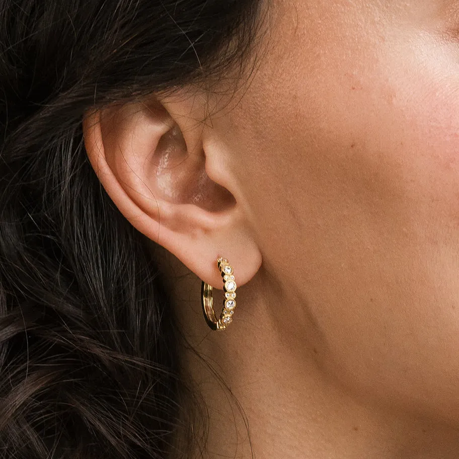 Round Diamond Milgrain Hoop Earrings sold by Kirk Kara product image thumbnail 2