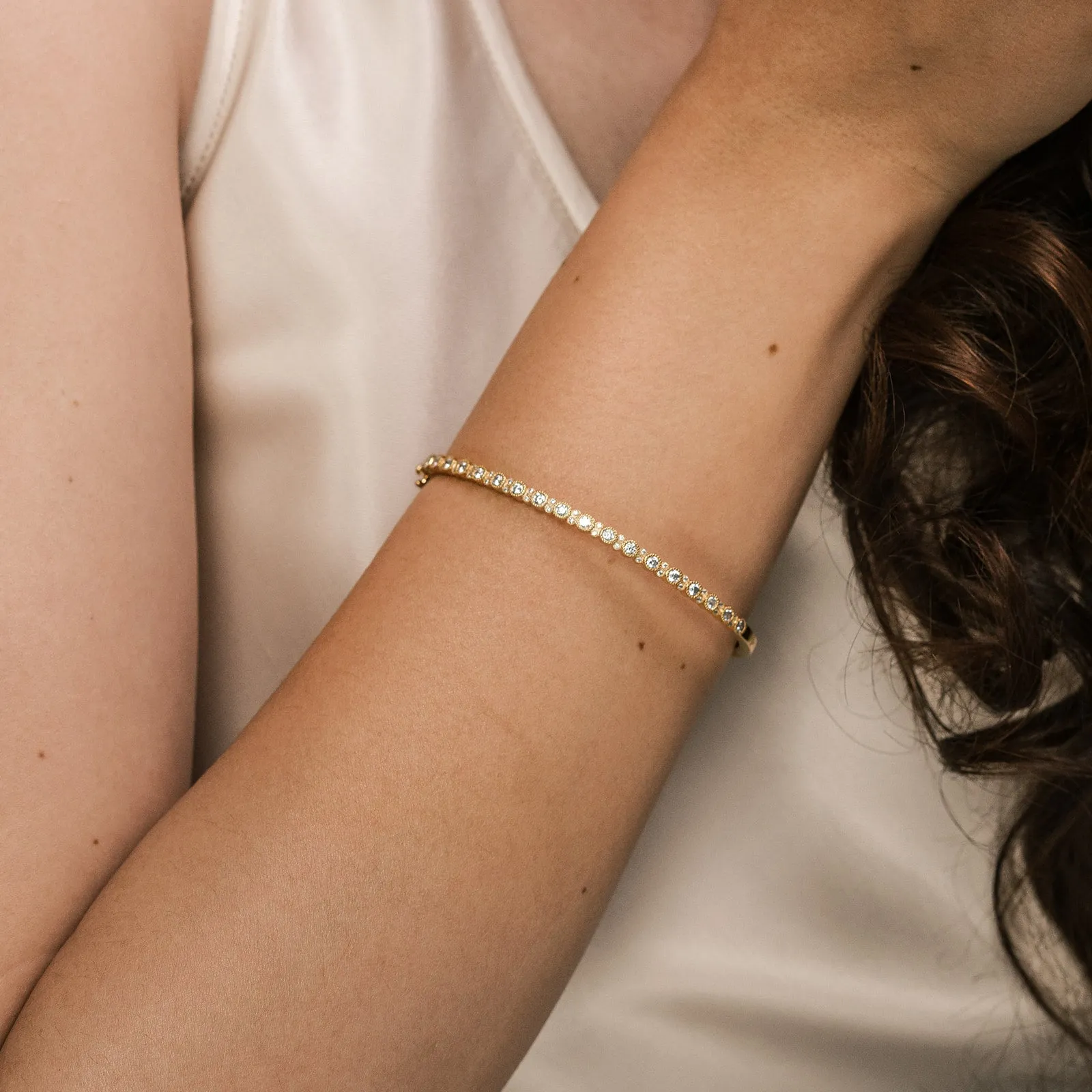 Round Diamond Milgrain Bangle Bracelet sold by Kirk Kara product image thumbnail 4