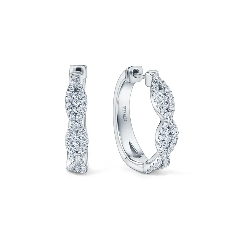 Classic Twist Channel Diamond Hoop Earrings sold by Kirk Kara