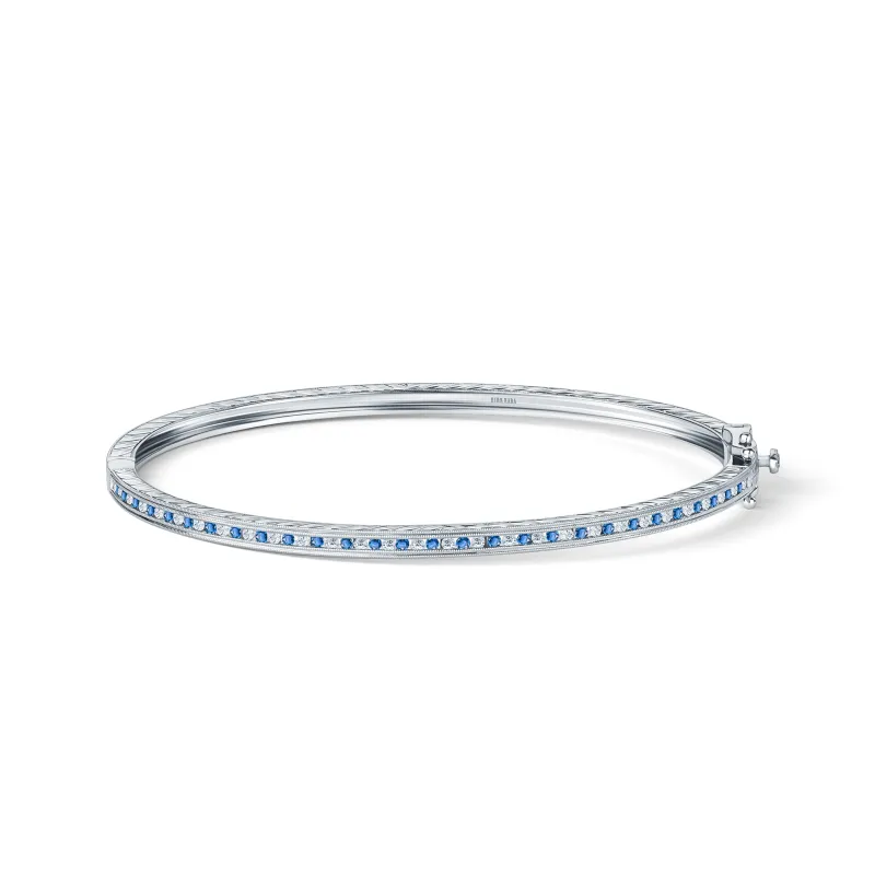 Classic Channel Sapphire Diamond Bangle Bracelet sold by Kirk Kara