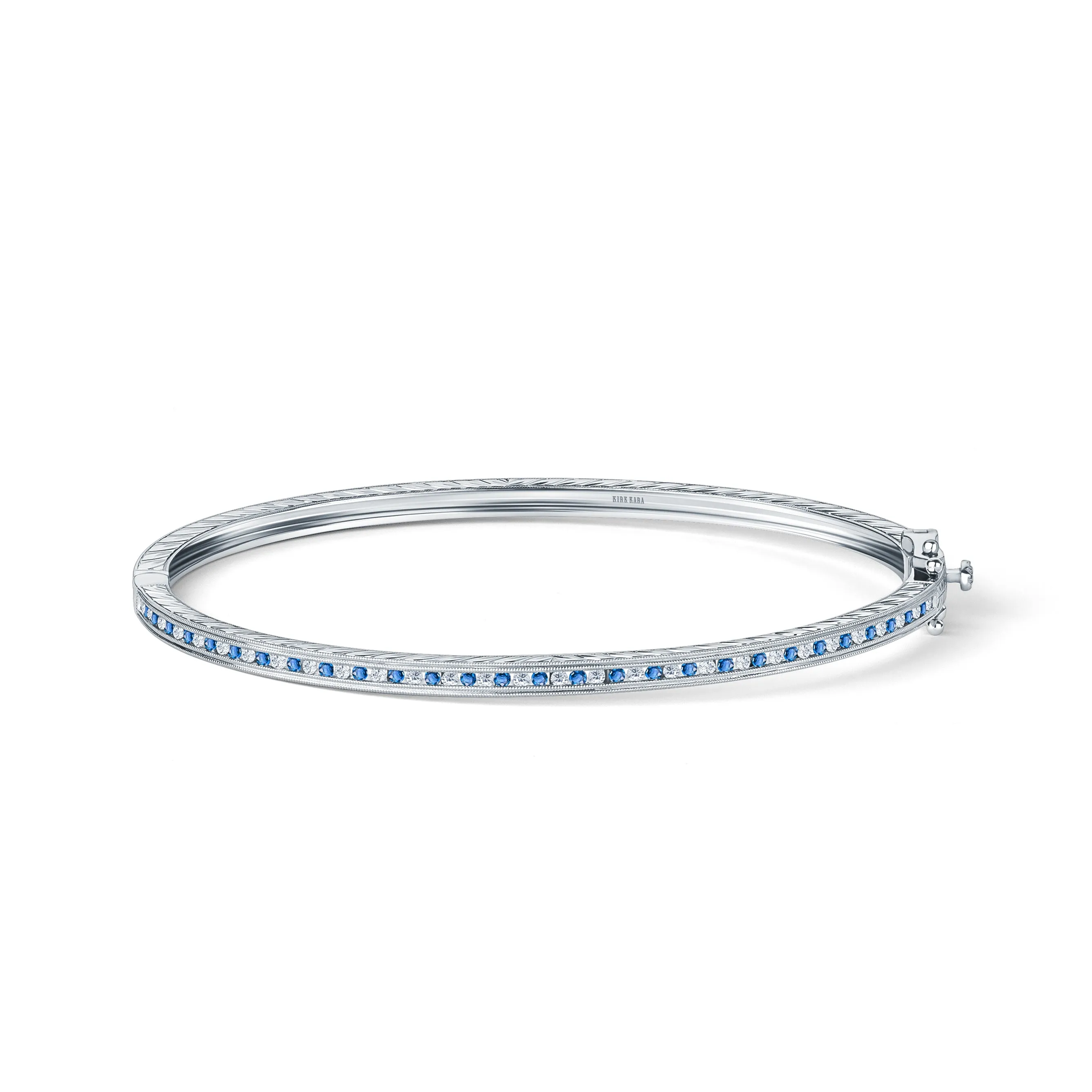 Classic Channel Sapphire Diamond Bangle Bracelet sold by Kirk Kara