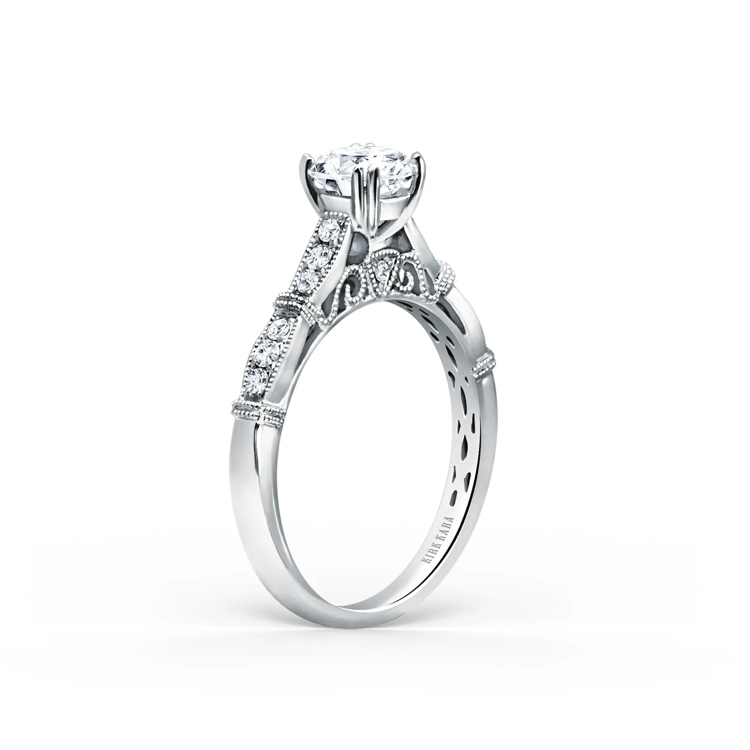 Traditional Pavé Cathedral with 3/4ct Round Certified Lab Diamond Center sold by Kirk Kara product image thumbnail 3