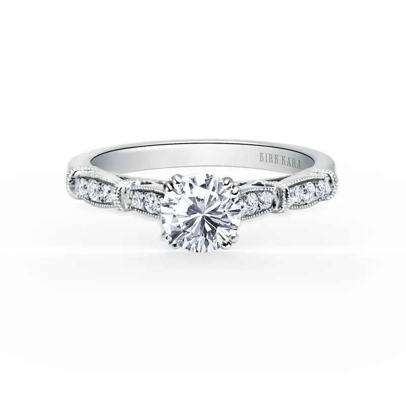Traditional Pavé Cathedral with 3/4ct Round Certified Lab Diamond Center sold by Kirk Kara