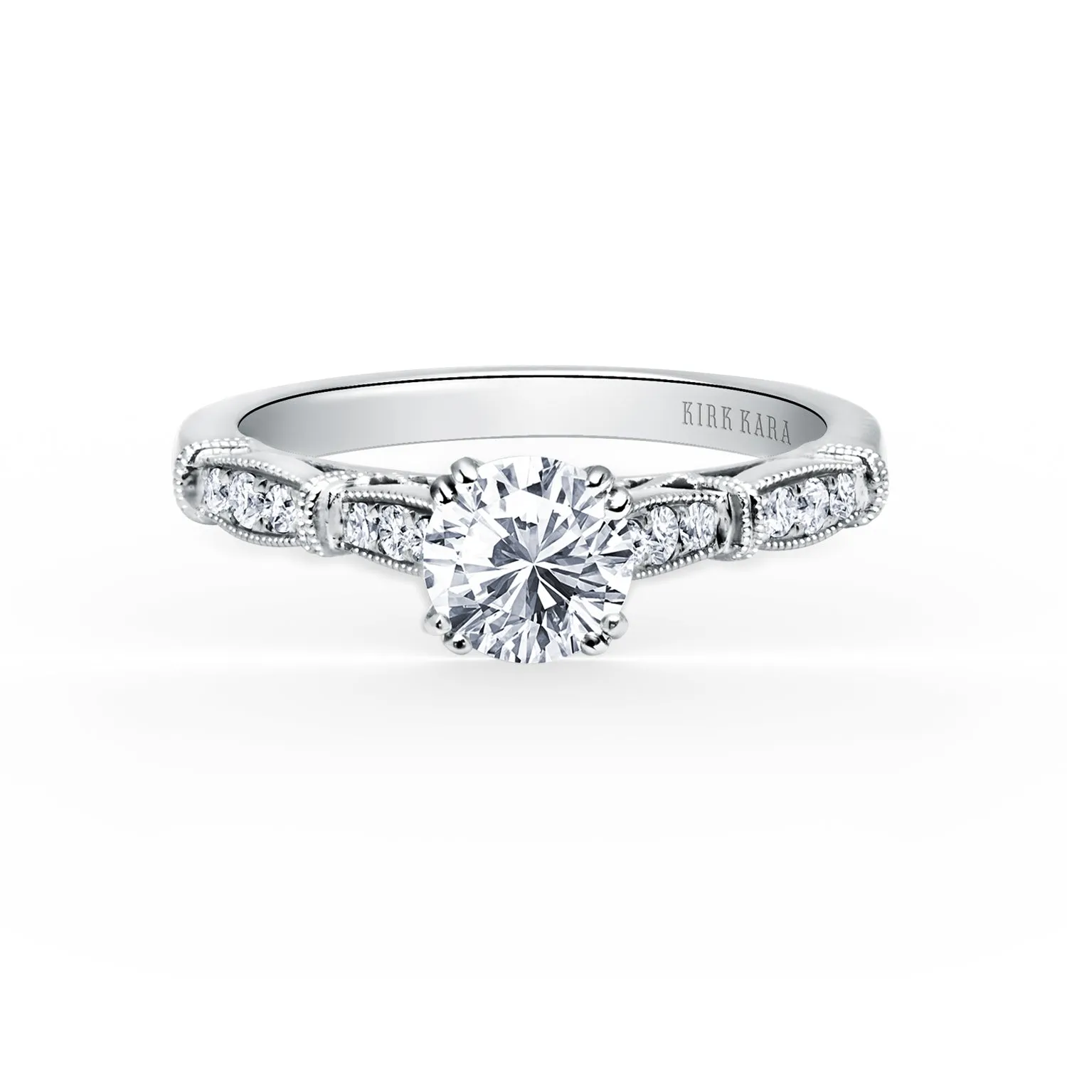 Traditional Pavé Cathedral with 3/4ct Round Certified Lab Diamond Center sold by Kirk Kara