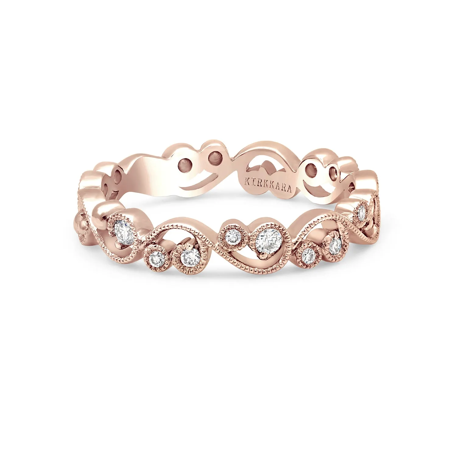 Rose Stackable Milgrain Lace Diamond Wedding Band sold by Kirk Kara