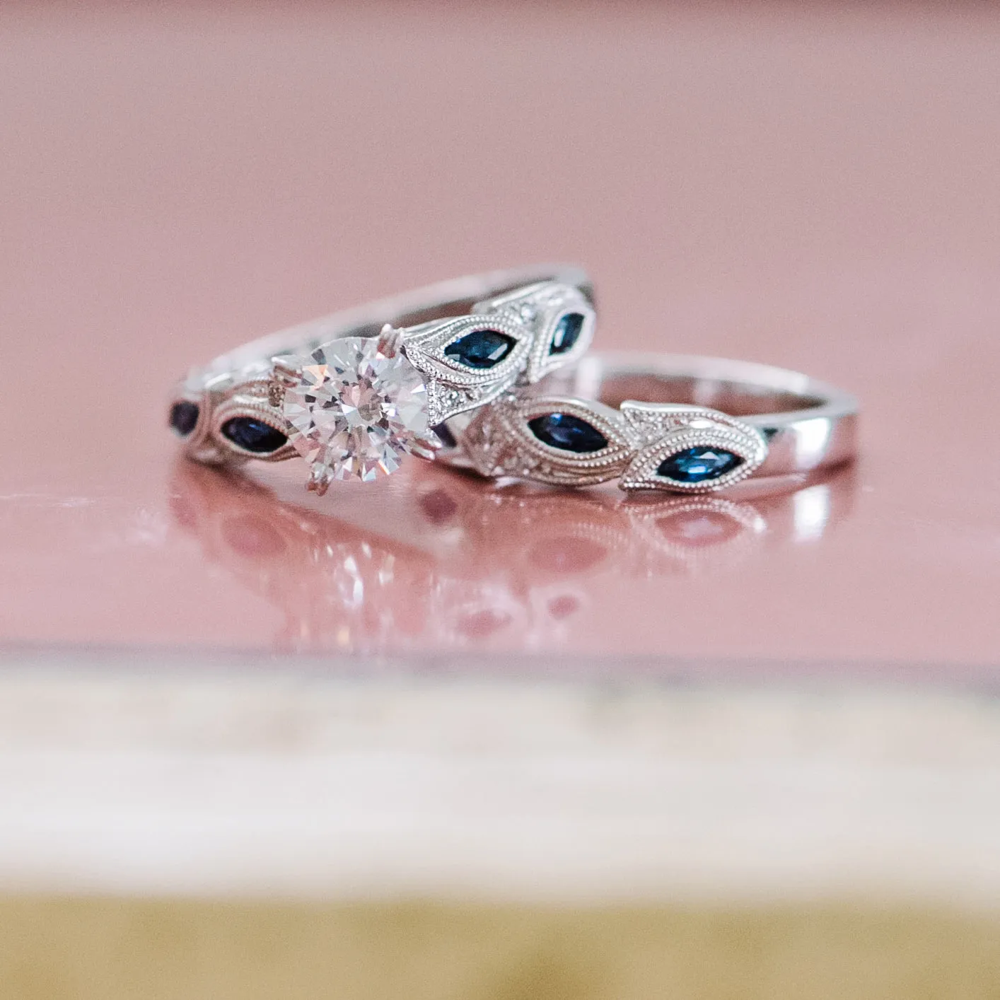 Botanical Floral Ring with 1ct Round Certified Lab Diamond Center sold by Kirk Kara product image thumbnail 2