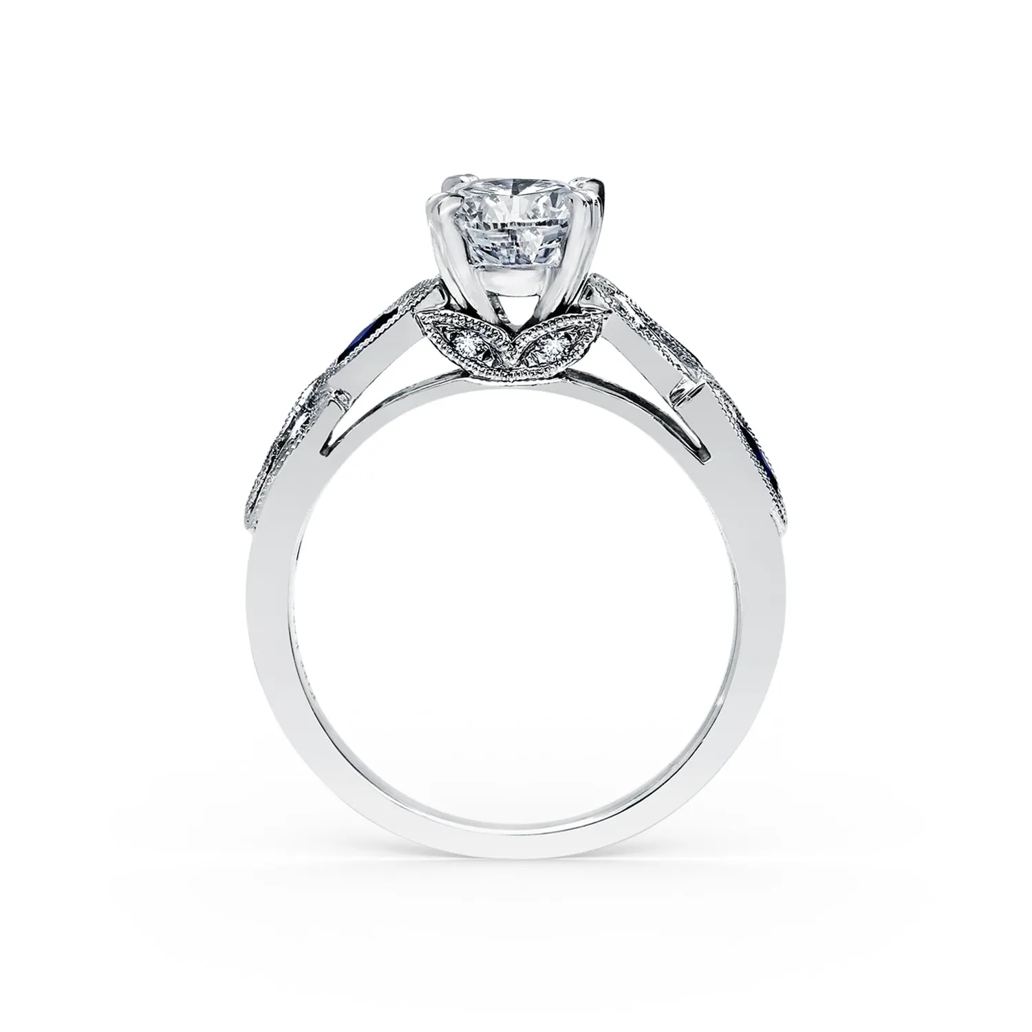 Botanical Floral Ring with 1ct Round Certified Lab Diamond Center sold by Kirk Kara product image thumbnail 4