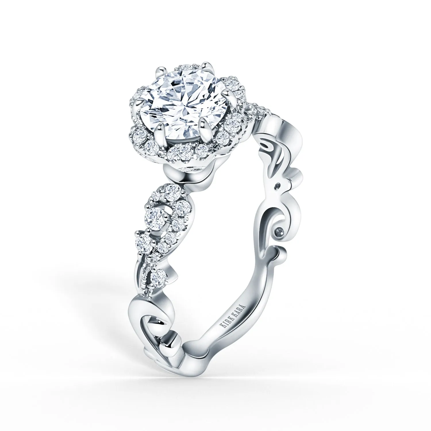 Artisan Crown Halo Ring with 1ct Round Certified Lab Diamond Center sold by Kirk Kara product image thumbnail 3