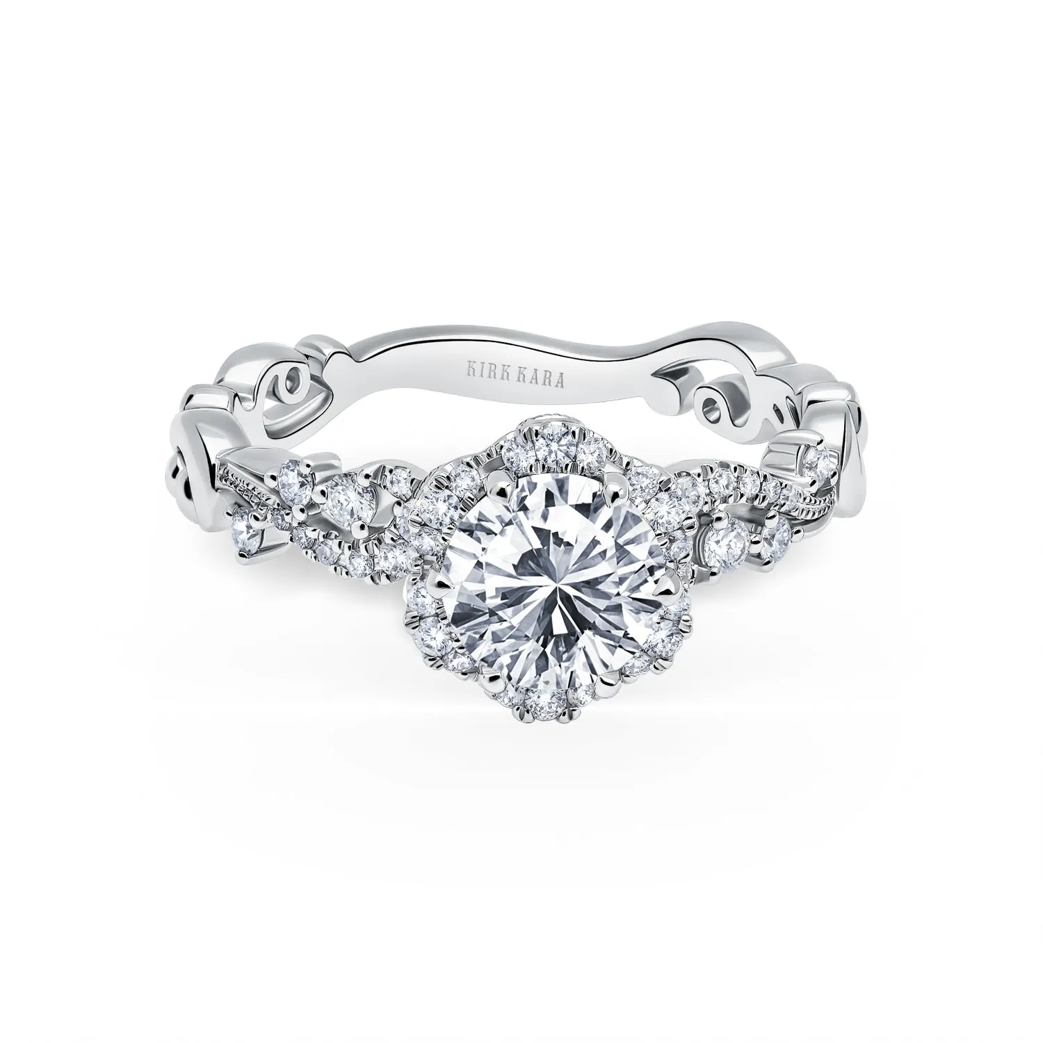 Artisan Crown Halo Ring with 1ct Round Certified Lab Diamond Center sold by Kirk Kara