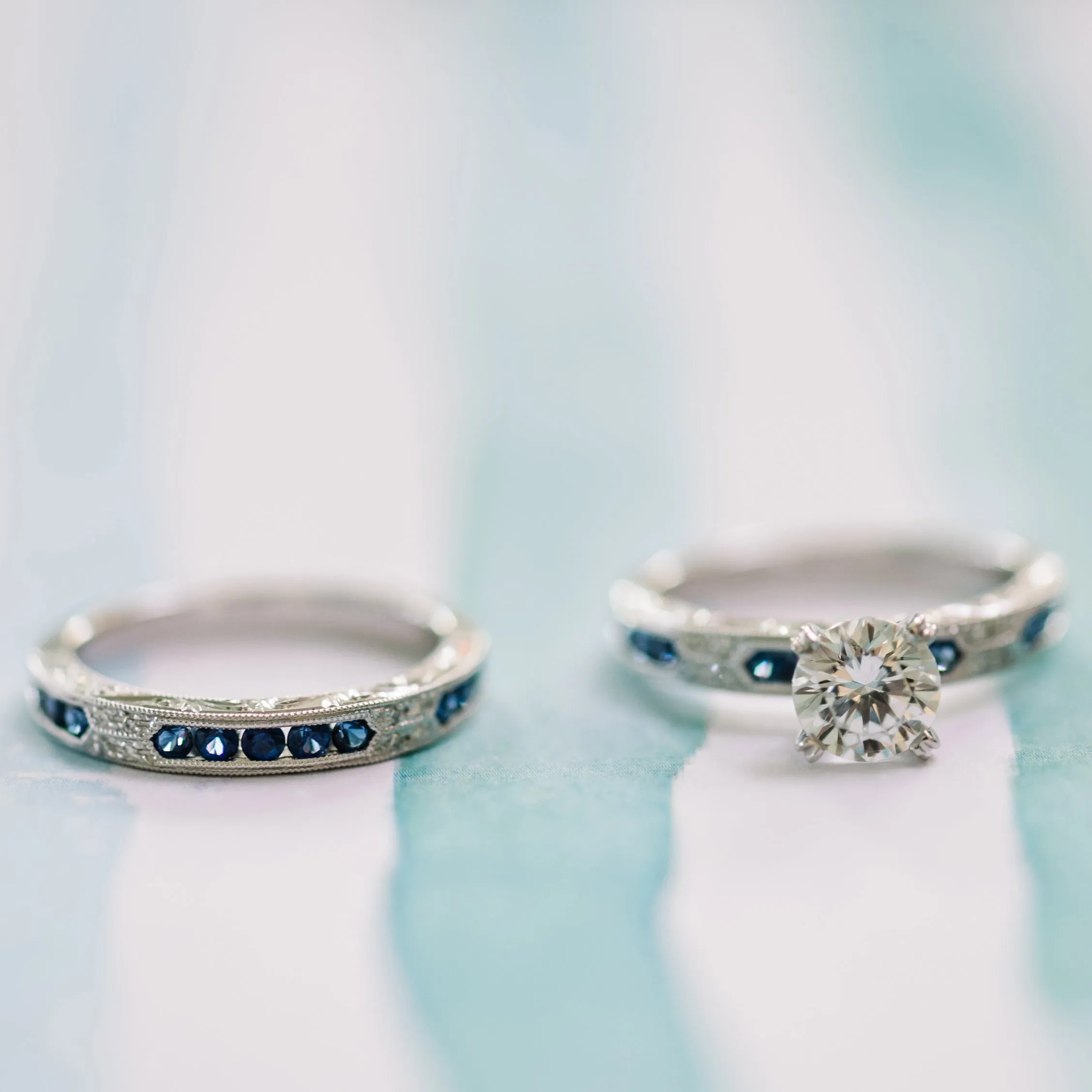 Artful Blue Sapphire Ring with 1ct Round Certified Lab Diamond Center sold by Kirk Kara product image thumbnail 2