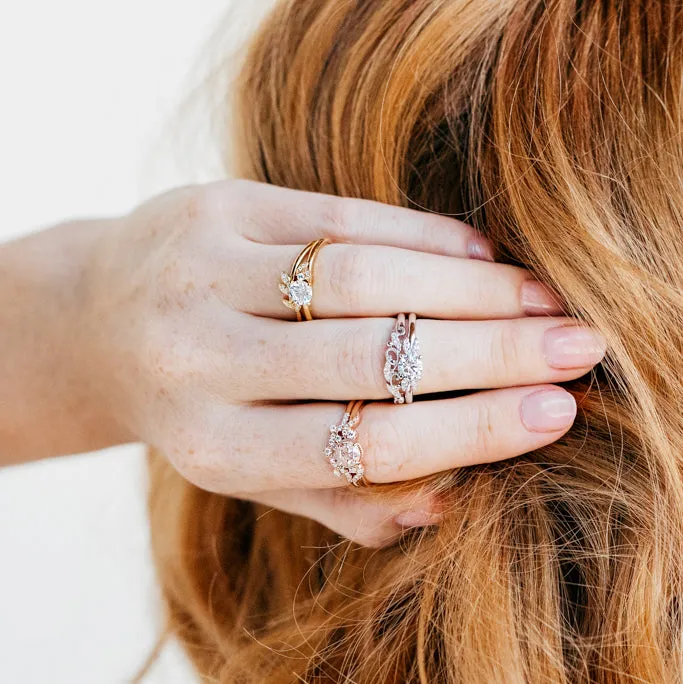 Boho Leaf Pavé Ring with 5/8ct Round Certified Lab Diamond Center sold by Kirk Kara product image thumbnail 2