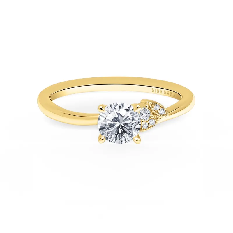 Boho Leaf Pavé Ring with 5/8ct Round Certified Lab Diamond Center sold by Kirk Kara