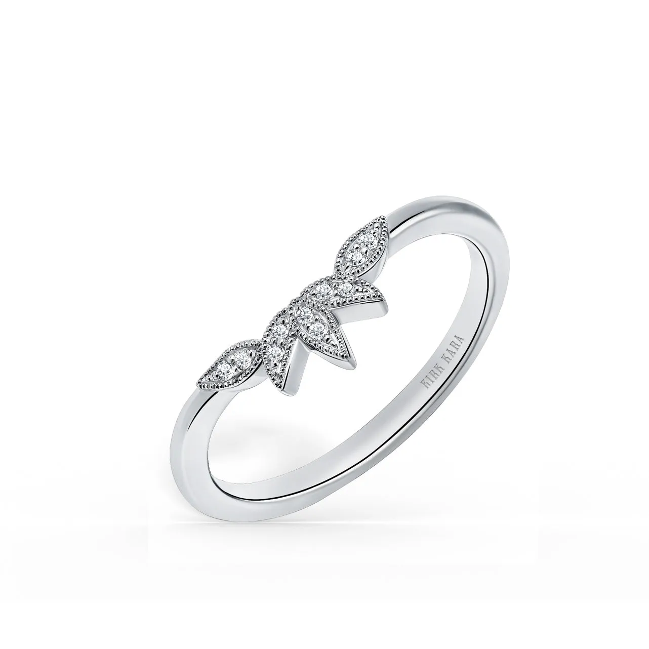 Floral Boho Pavé Diamond Wedding Band sold by Kirk Kara product image thumbnail 3