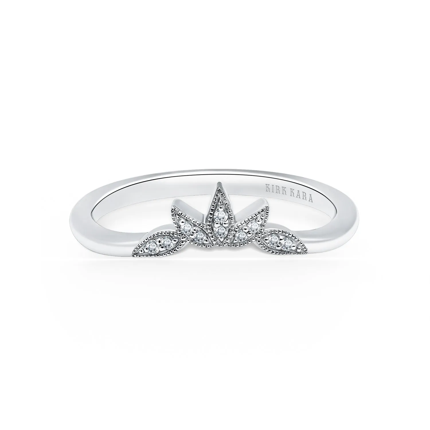 Floral Boho Pavé Diamond Wedding Band sold by Kirk Kara